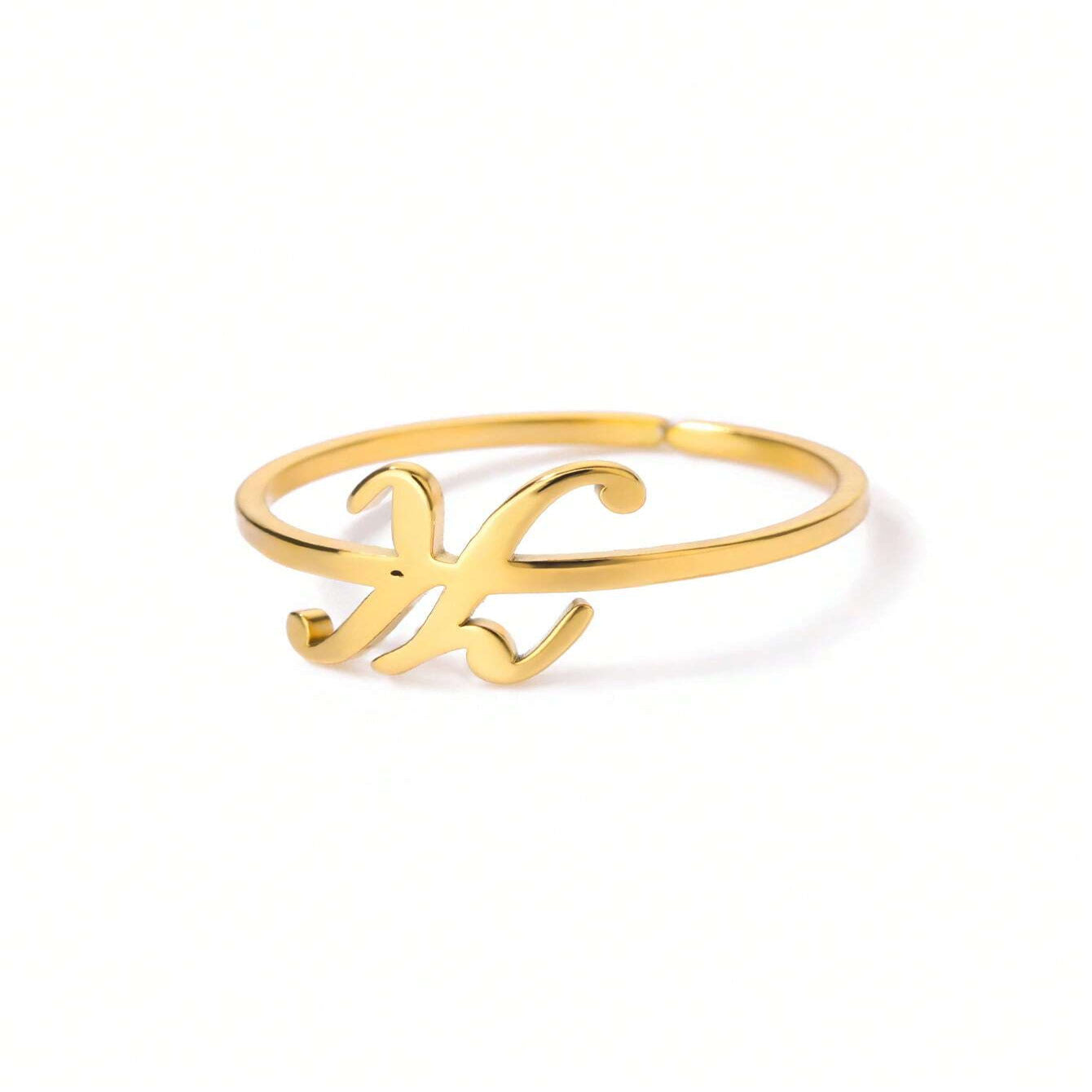 Letter Gold Adjustable Initial Ring