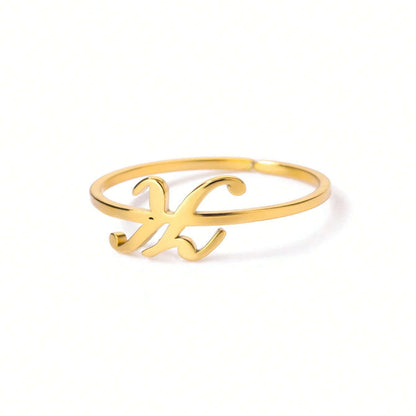 Letter Gold Adjustable Initial Ring
