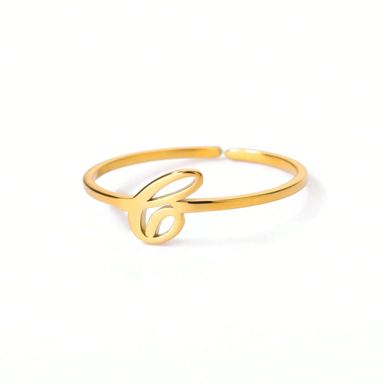 Letter Gold Adjustable Initial Ring