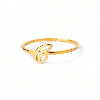 Letter Gold Adjustable Initial Ring