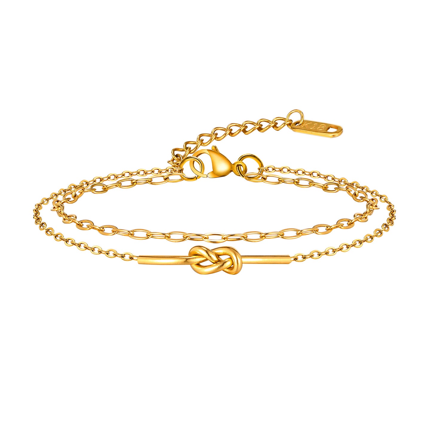 Delicate Gold Double Chain Knot Bracelet