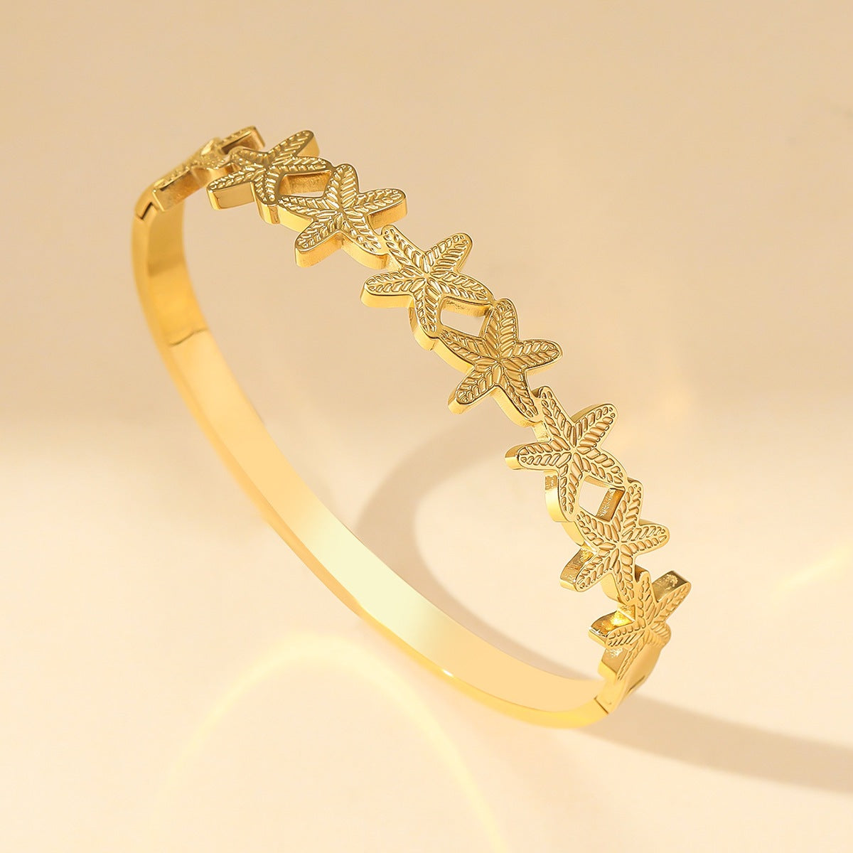 Gold Starfish Bangle Bracelet