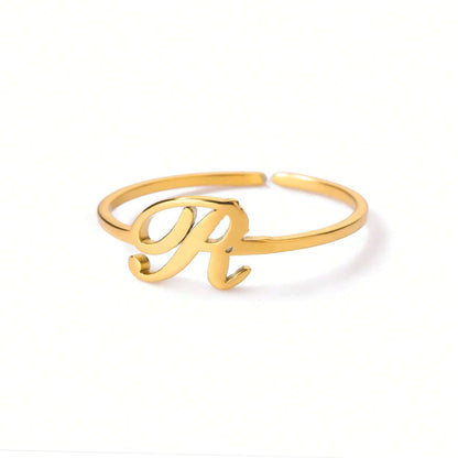 Letter Gold Adjustable Initial Ring