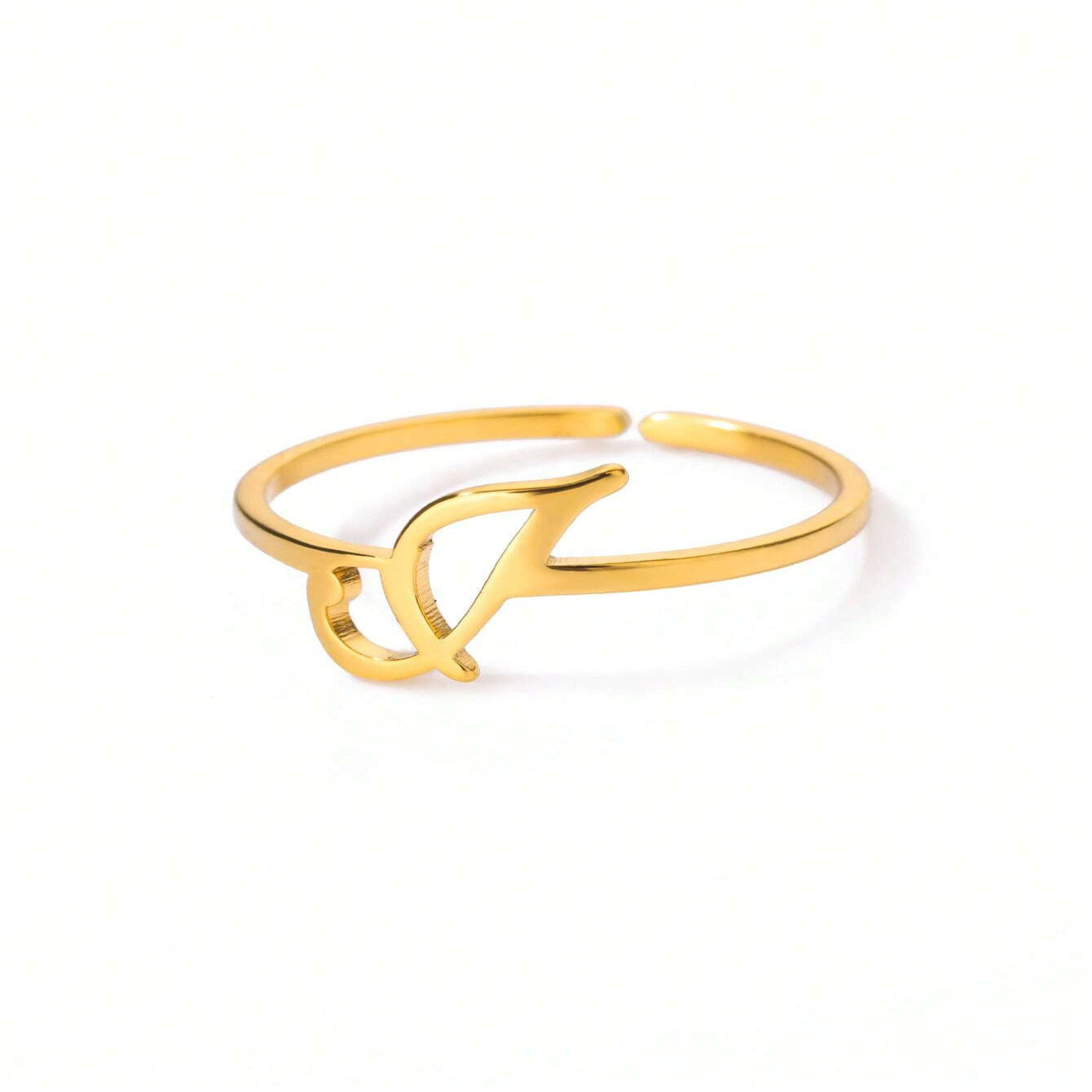 Letter Gold Adjustable Initial Ring