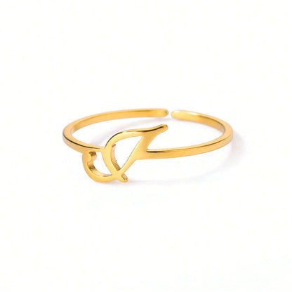 Letter Gold Adjustable Initial Ring