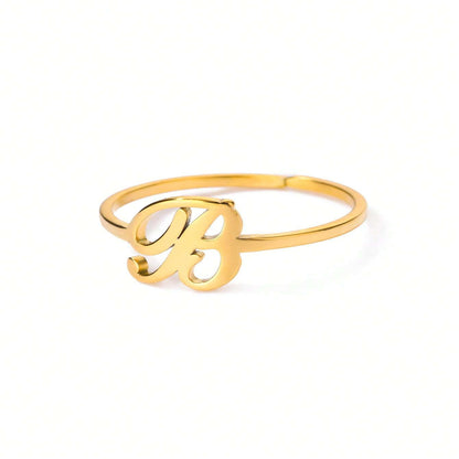 Letter Gold Adjustable Initial Ring