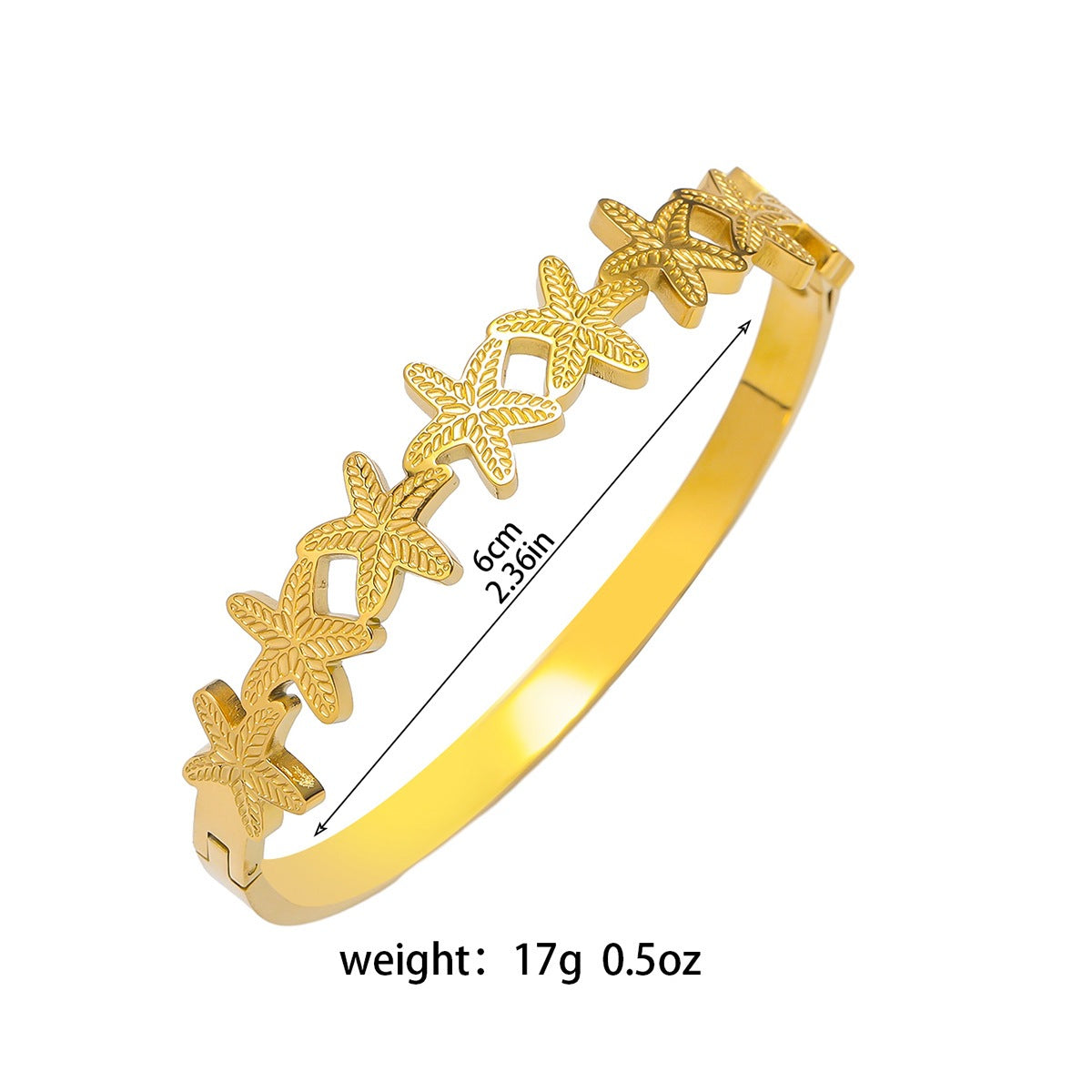 Gold Starfish Bangle Bracelet