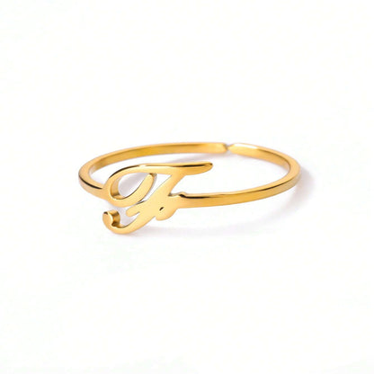 Letter Gold Adjustable Initial Ring