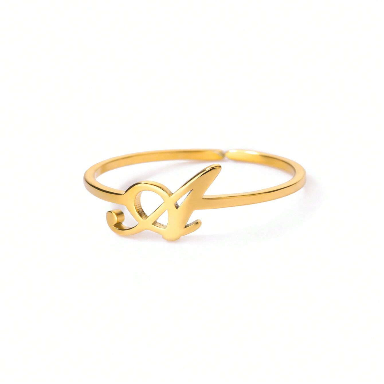Letter Gold Adjustable Initial Ring