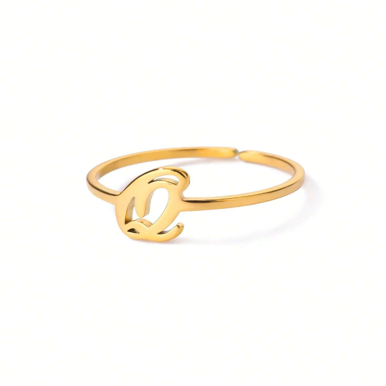 Letter Gold Adjustable Initial Ring