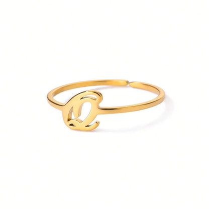 Letter Gold Adjustable Initial Ring