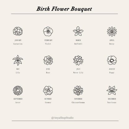 Dainty Birth Flower Custom Bouquet Necklace – Pick 4 Flowers