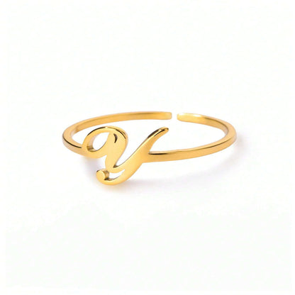 Letter Gold Adjustable Initial Ring