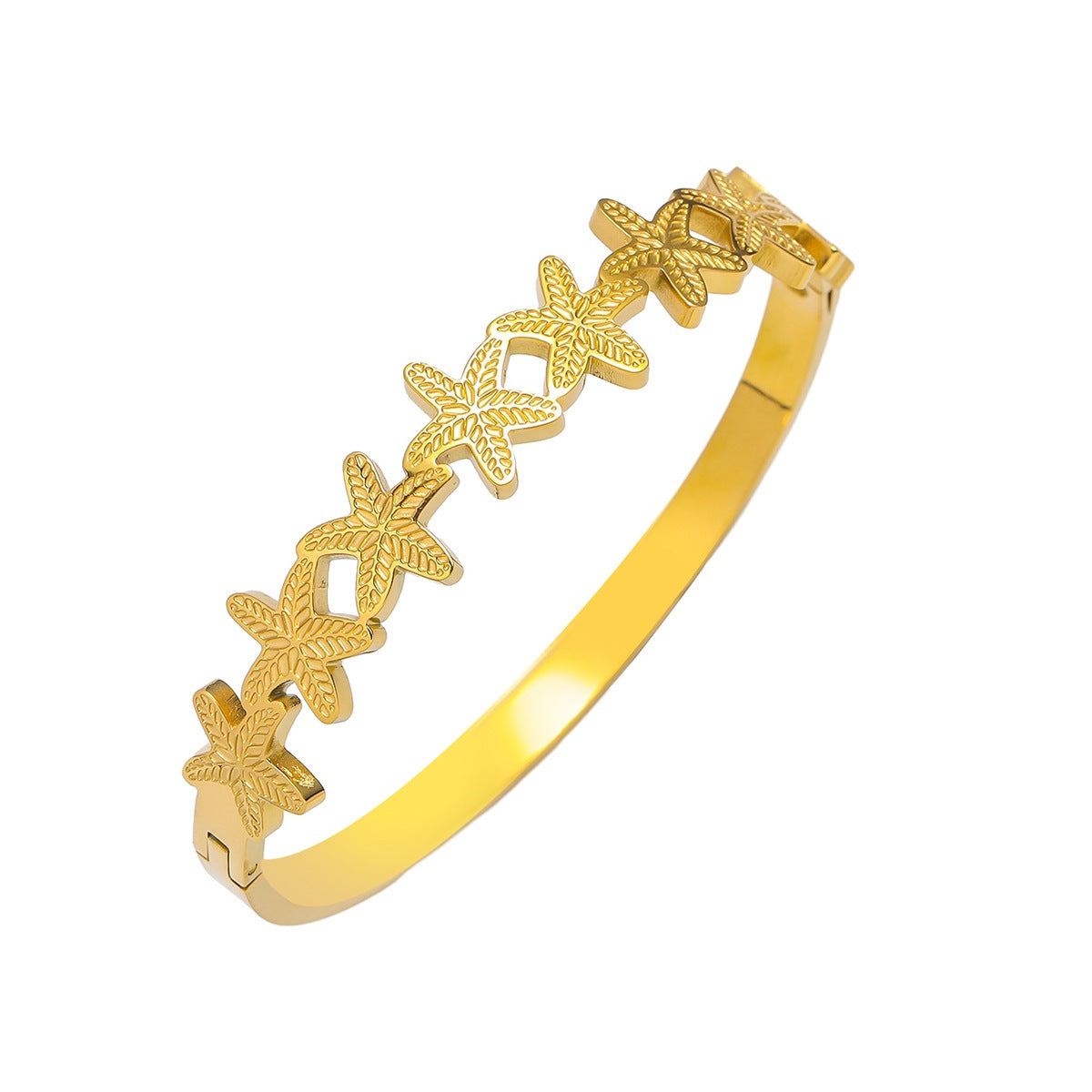 Gold Starfish Bangle Bracelet