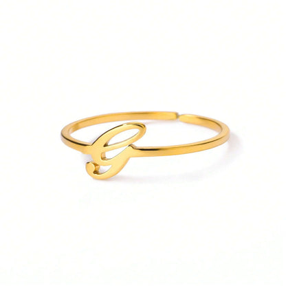 Letter Gold Adjustable Initial Ring