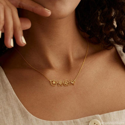 Dainty Birth Flower Custom Bouquet Necklace – Pick 4 Flowers