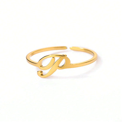 Letter Gold Adjustable Initial Ring