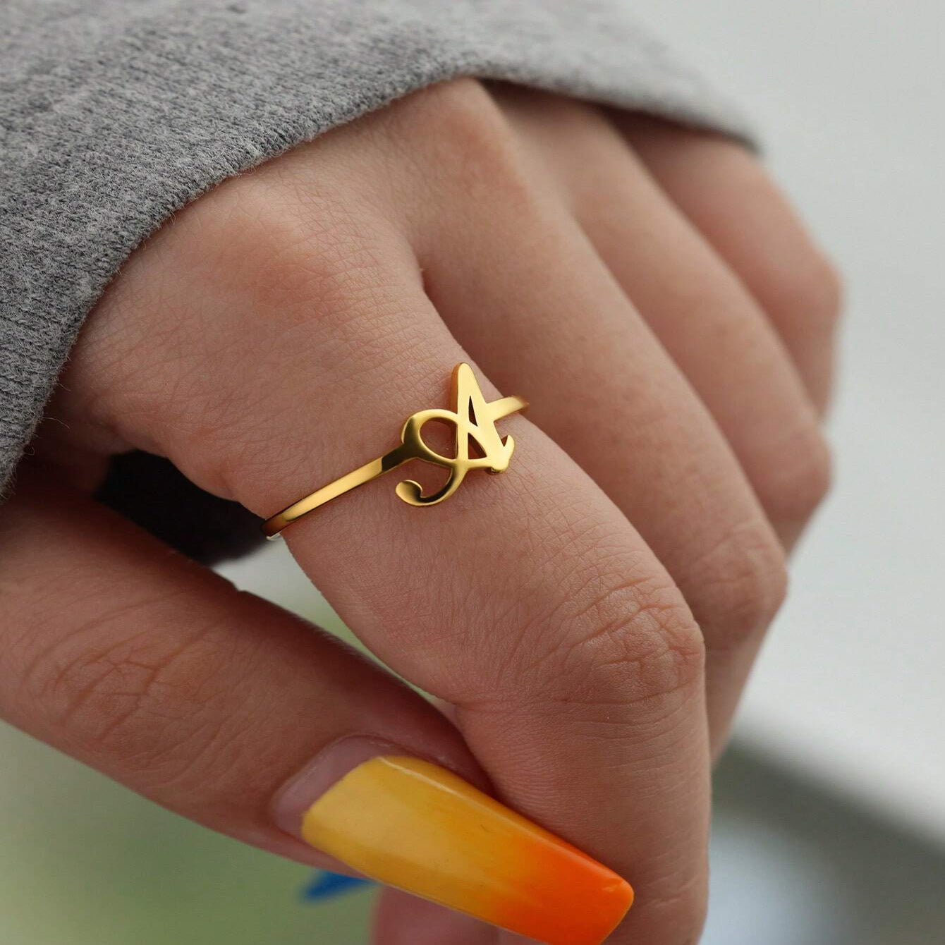 Letter Gold Adjustable Initial Ring
