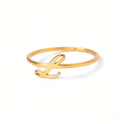 Letter Gold Adjustable Initial Ring