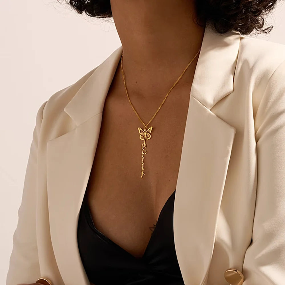 Personalized Butterfly Name Necklace