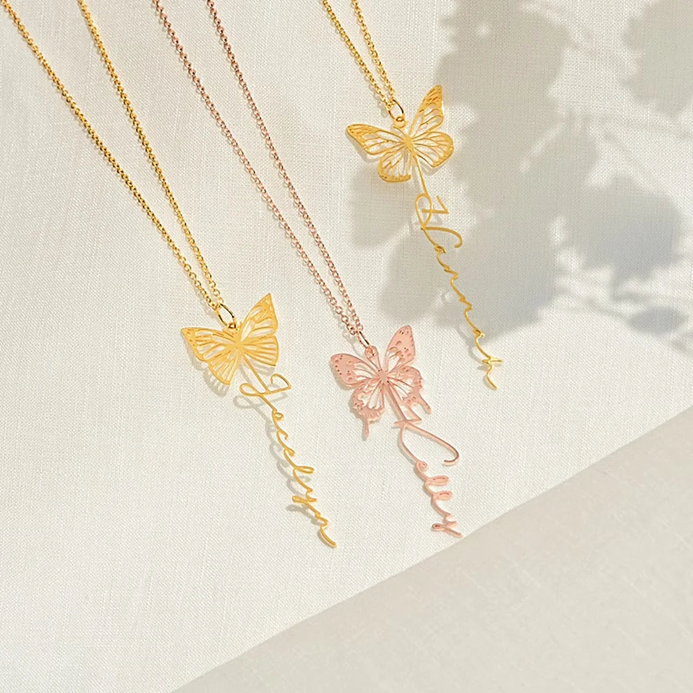 Personalized Butterfly Name Necklace