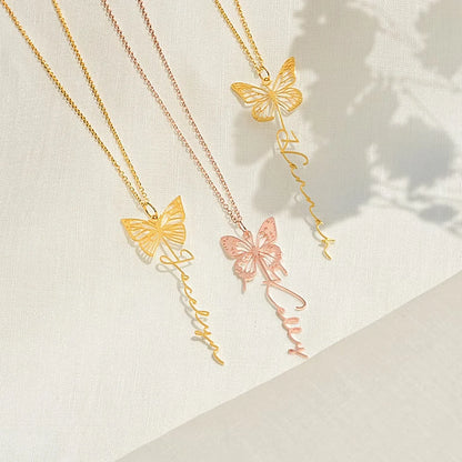 Personalized Butterfly Name Necklace