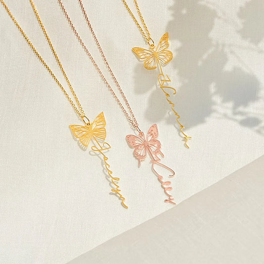 Personalized Butterfly Name Necklace