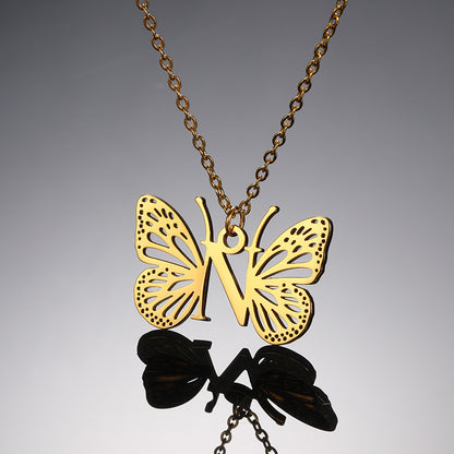 Initial Butterfly Necklace – Personalized Wings
