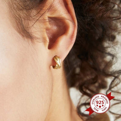 Elegant Twisted Knot 925 Sterling Silver Hoop Earrings