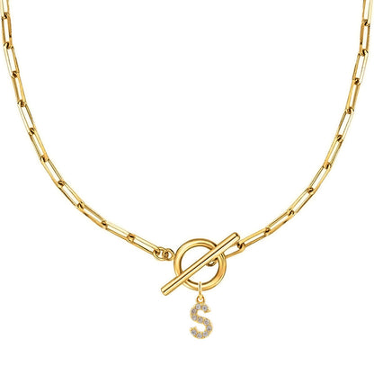 Personalized Pave Initial Toggle Necklace