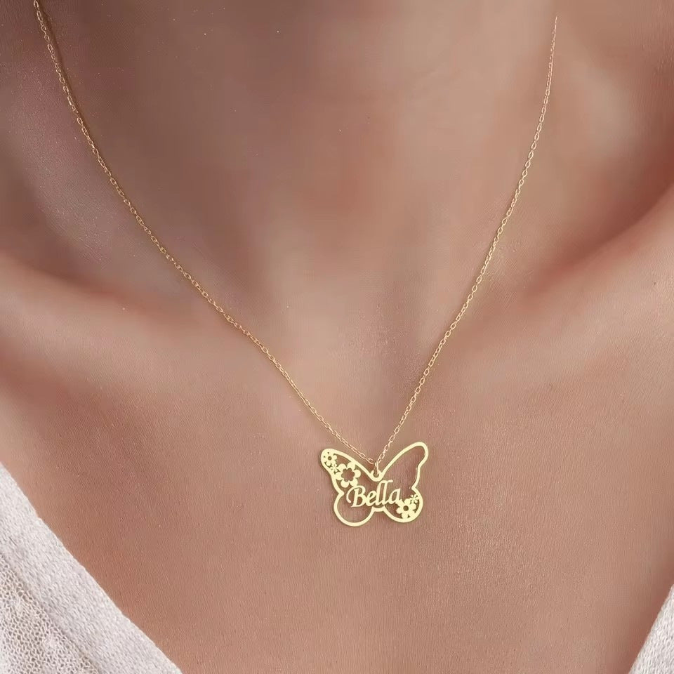 Personalized Butterfly Name Necklace