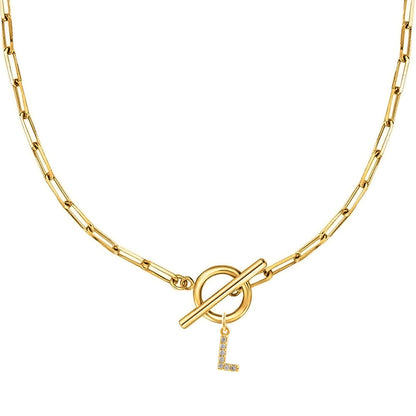 Personalized Pave Initial Toggle Necklace