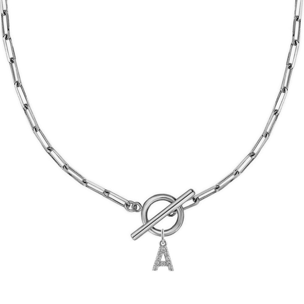 Personalized Pave Initial Toggle Necklace
