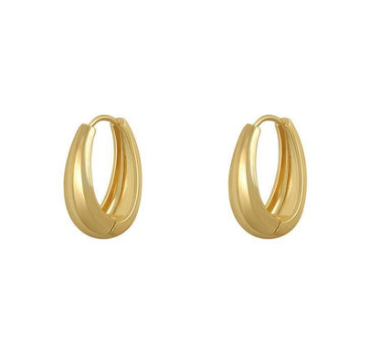 Sleek Teardrop Hoop Earrings – Gold
