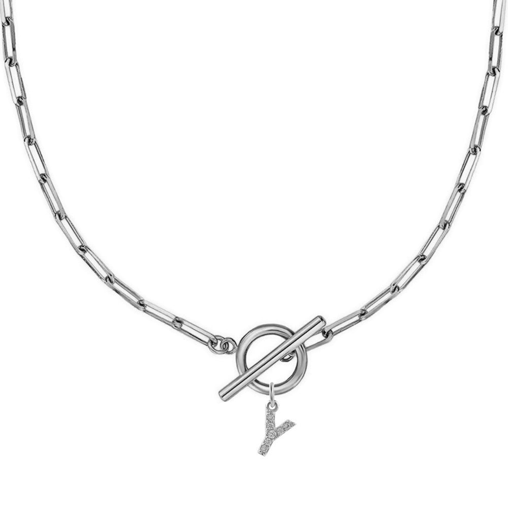Personalized Pave Initial Toggle Necklace