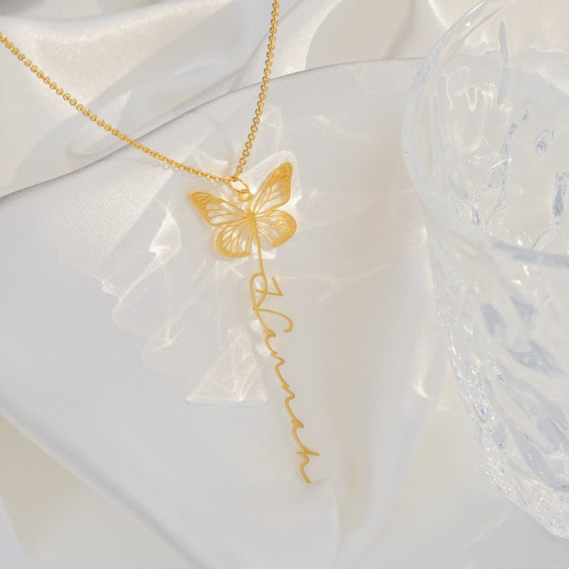 Personalized Butterfly Name Necklace