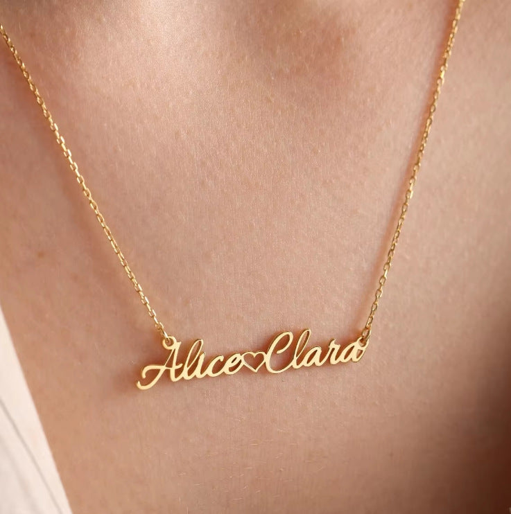 Double Name Heart Necklace – Two Souls, One Chain