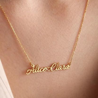 Double Name Heart Necklace – Two Souls, One Chain