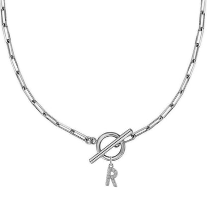 Personalized Pave Initial Toggle Necklace