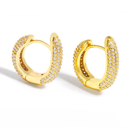 Pavé Gold Hoop Huggie Earrings