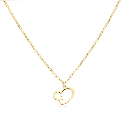 Gold Script Initial Necklace with Heart Accent – A to Z