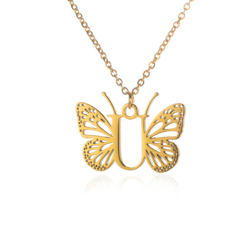 Initial Butterfly Necklace – Personalized Wings