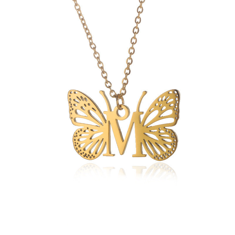 Initial Butterfly Necklace – Personalized Wings