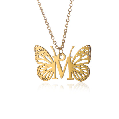 Initial Butterfly Necklace – Personalized Wings