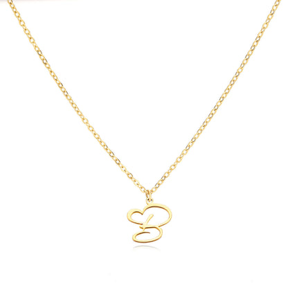 Gold Script Initial Necklace with Heart Accent – A to Z