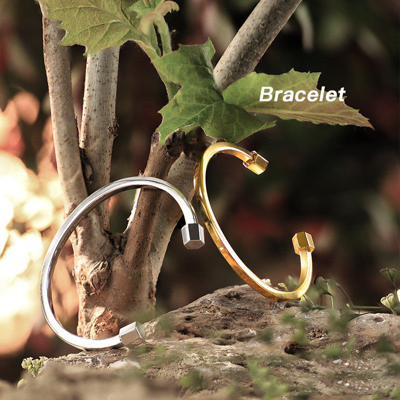 Minimalist Open Cuff Hexagon Bracelet