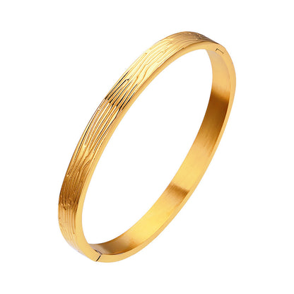 Gold Textured Bangle Bracelet – Hammered or Striped