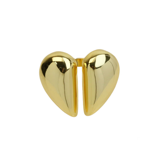 Bold Puffy Heart Gold Adjustable Ring