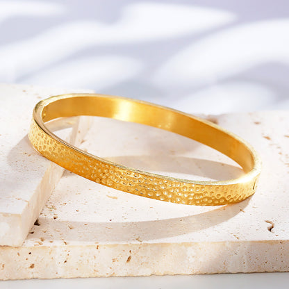 Gold Textured Bangle Bracelet – Hammered or Striped