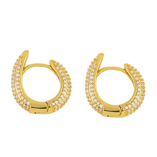 Pavé Gold Hoop Huggie Earrings
